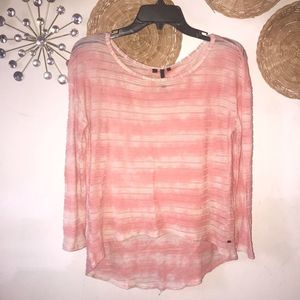 🍁2/$20 Guess pink stripes long sleeve blouse size small